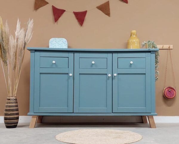 Vintage unieke commode kinderkast dressoir blauw