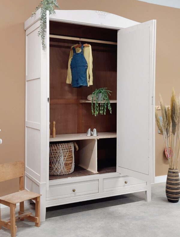 Demontabele vintage spiegelkast kinderkledingkast taupe