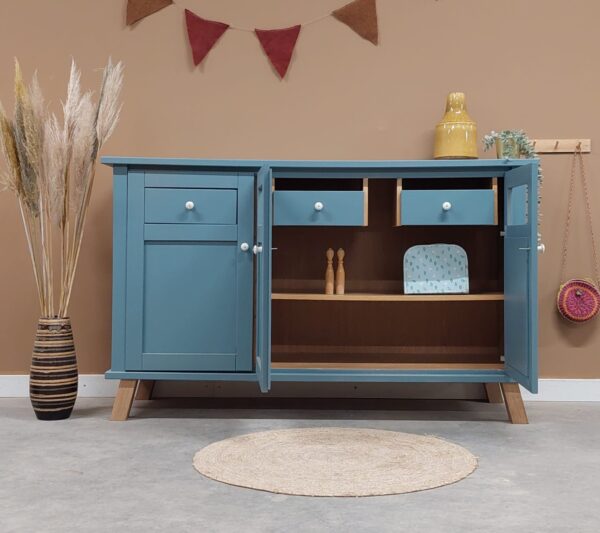 Vintage unieke commode kinderkast dressoir blauw