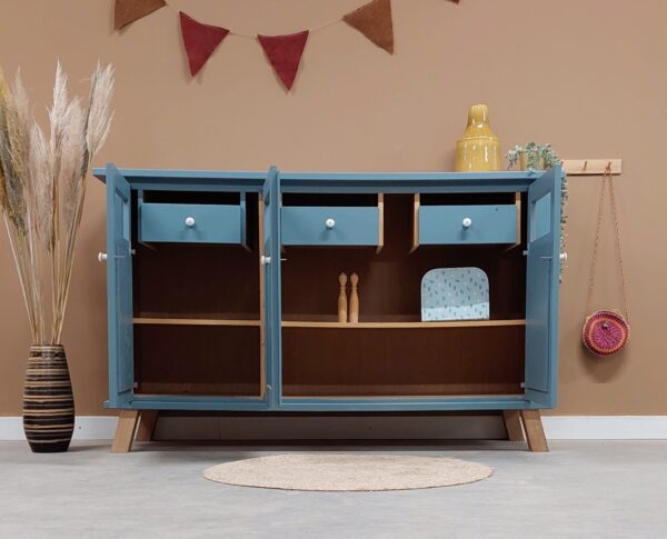 Vintage unieke commode kinderkast dressoir blauw