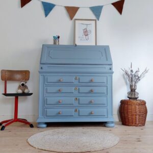 Vintage kinderbureau secretaire knutselplek blauw