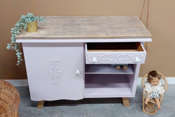Vintage speelgoedkast dressoir wandkast halkast lila
