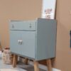 Retro vintage kleine commode in grijsgroen