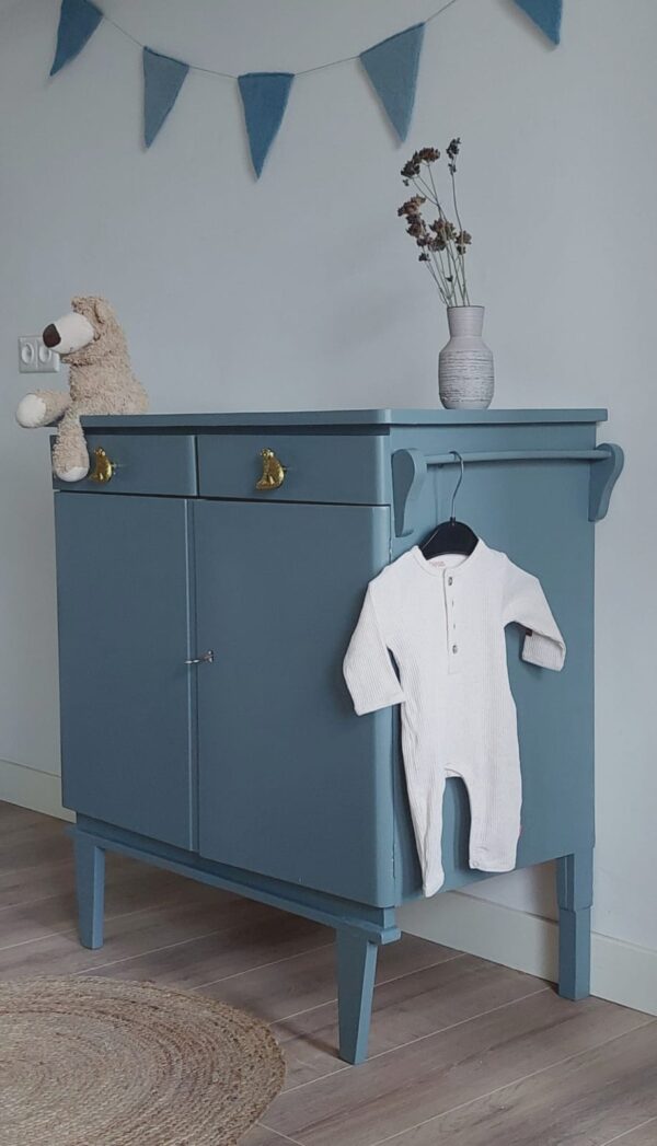 Vintage kleine commode speelgoedkast blauwe