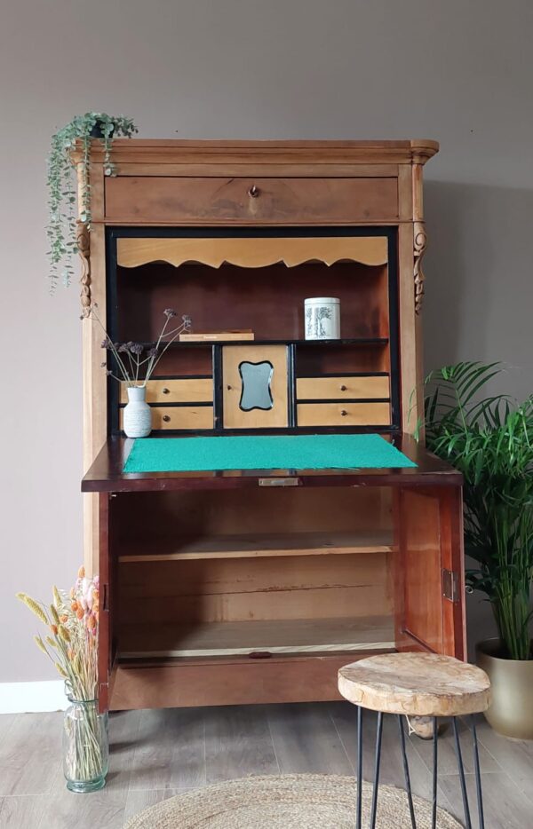 Prachtige antieke mahonie biedermeier secretaire, bureau.