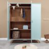 vintage demontabele driedeurskast babykamer kinderkamer lichtblauw