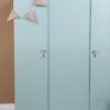 vintage demontabele driedeurskast babykamer kinderkamer lichtblauw
