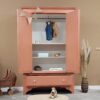 Vintage sierlijke tweedeurskast spiegelkast meidenkast tienerkamer babykamer meidenkamer terracotta Vintage sierlijke tweedeurskast spiegelkast meidenkast tienerkamer babykamer meidenkamer terracotta
