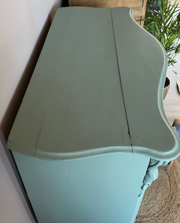 Vintage biedemeier commode/dressoir moonstone zachtgroen