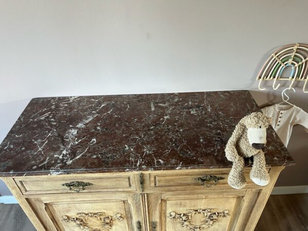 *Gereserveerd* Frans vintage houten commode met marmeren blad