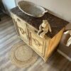 *Gereserveerd* Frans vintage houten commode met marmeren blad