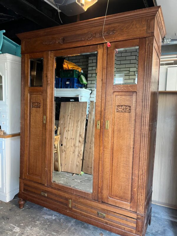 Demontabele vintage spiegelkast houtkleur