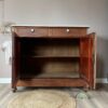 Vintage houtkleur commode met wit marmerenblad