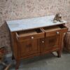 Vintage houtkleur commode met wit marmerenblad