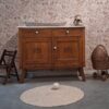 Vintage houtkleur commode met wit marmerenblad