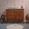 Vintage houtkleur commode met wit marmerenblad