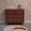 Vintage houtkleur commode met wit marmerenblad