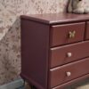 Vintage houtkleur commode met wit marmerenblad