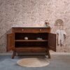 Vintage houten commode met wit marmerenblad dressoir 'Vince'