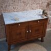 Vintage houten commode met wit marmerenblad dressoir 'Vince'