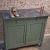 Vintage houtkleur commode met wit marmerenblad