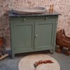 Vintage houtkleur commode met wit marmerenblad