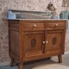 Vintage houtkleur commode met wit marmerenblad