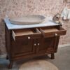 WhatsApp Image 2026-03-13 at 23.07.47 Vintage houtkleur commode met wit marmerenblad