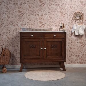 WhatsApp Image 2026-03-13 at 23.07.47 (3) Vintage houtkleur commode met wit marmerenblad