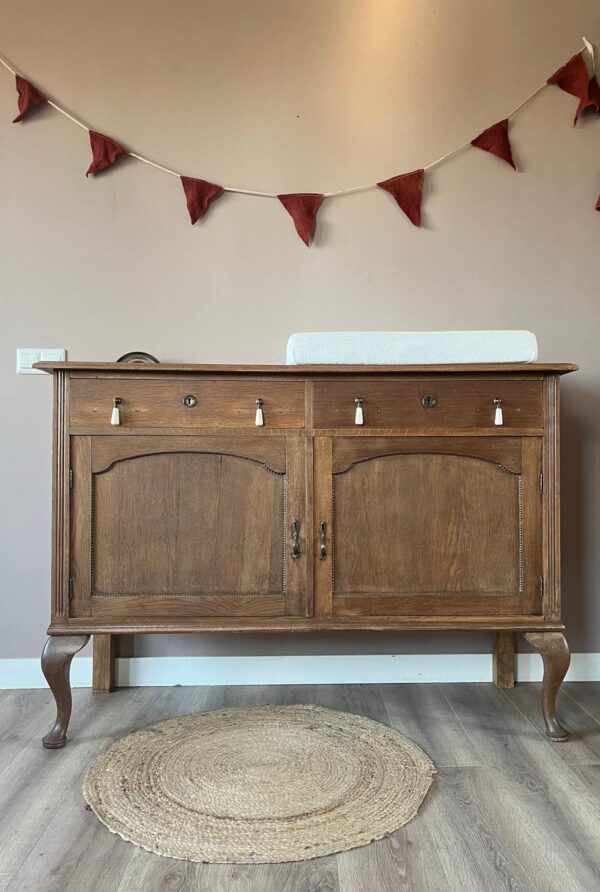 Vintage ladekast commode babykamer halkast groen duurzaam uniek kinderkamer