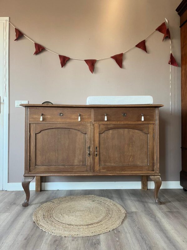 Vintage ladekast commode babykamer halkast groen duurzaam uniek kinderkamer