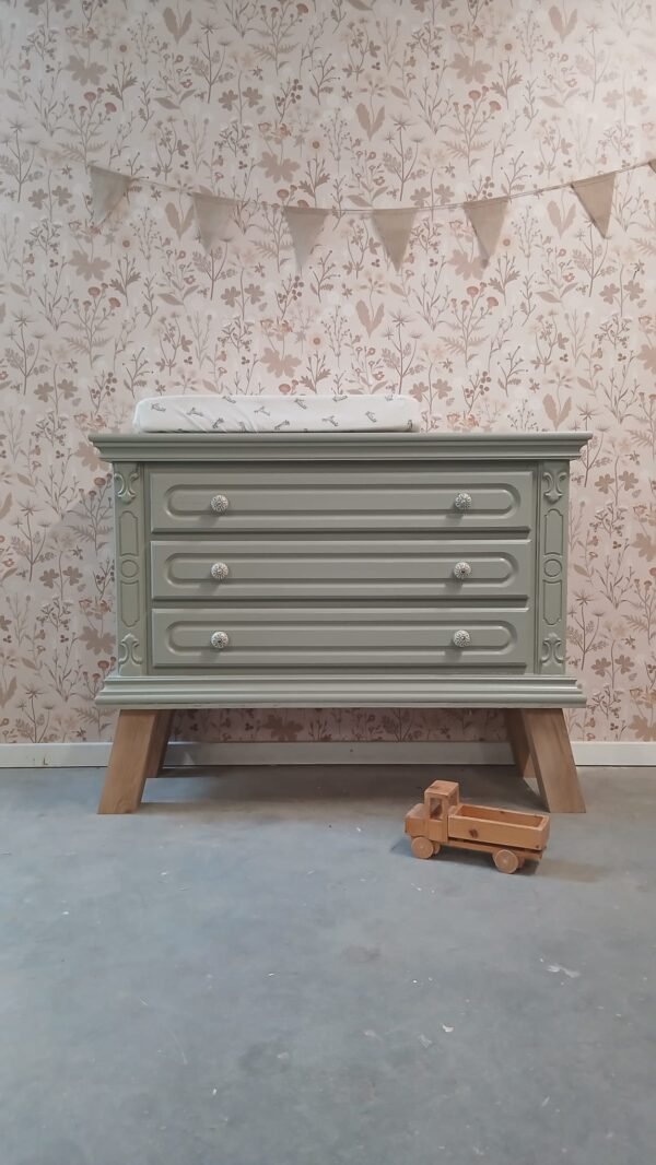 Vintage commode houtkleur/badkamermeubel