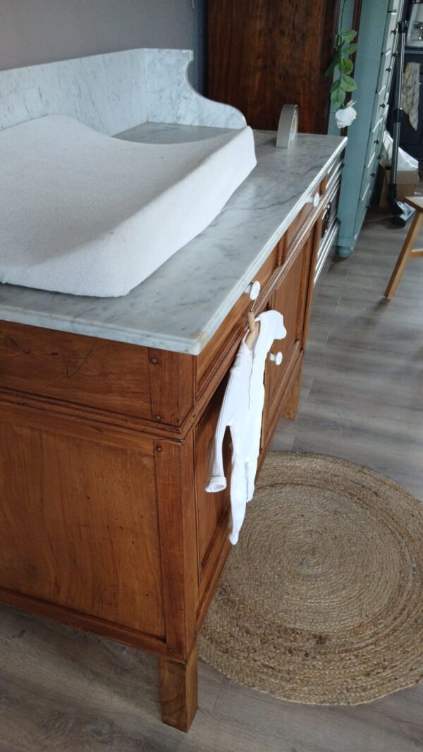 *GERESERVEERD* Vintage houten commode met wit marmeren blad Mimi